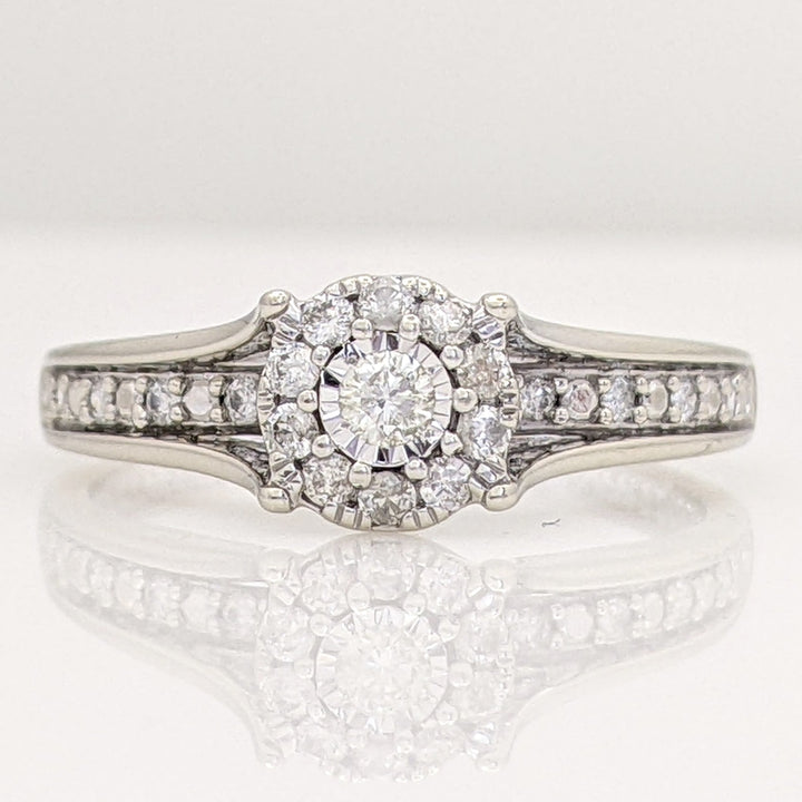 10K WHITE .23 CARAT TOTAL WEIGHT I1 H DIAMOND ROUND (19) ESTATE RING 2.5 GRAMS