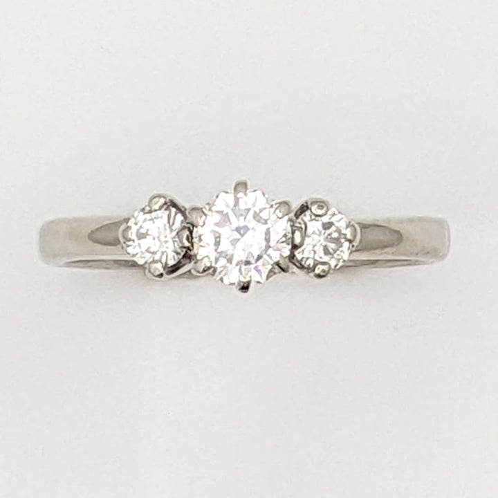 14K WHITE .57 CARAT TOTAL WEIGHT SI2 I DIAMOND ROUND (3) ESTATE TRINITY RING 2.5 GRAMS