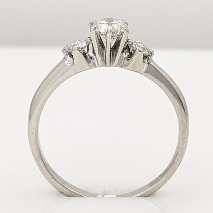 14K WHITE .57 CARAT TOTAL WEIGHT SI2 I DIAMOND ROUND (3) ESTATE TRINITY RING 2.5 GRAMS