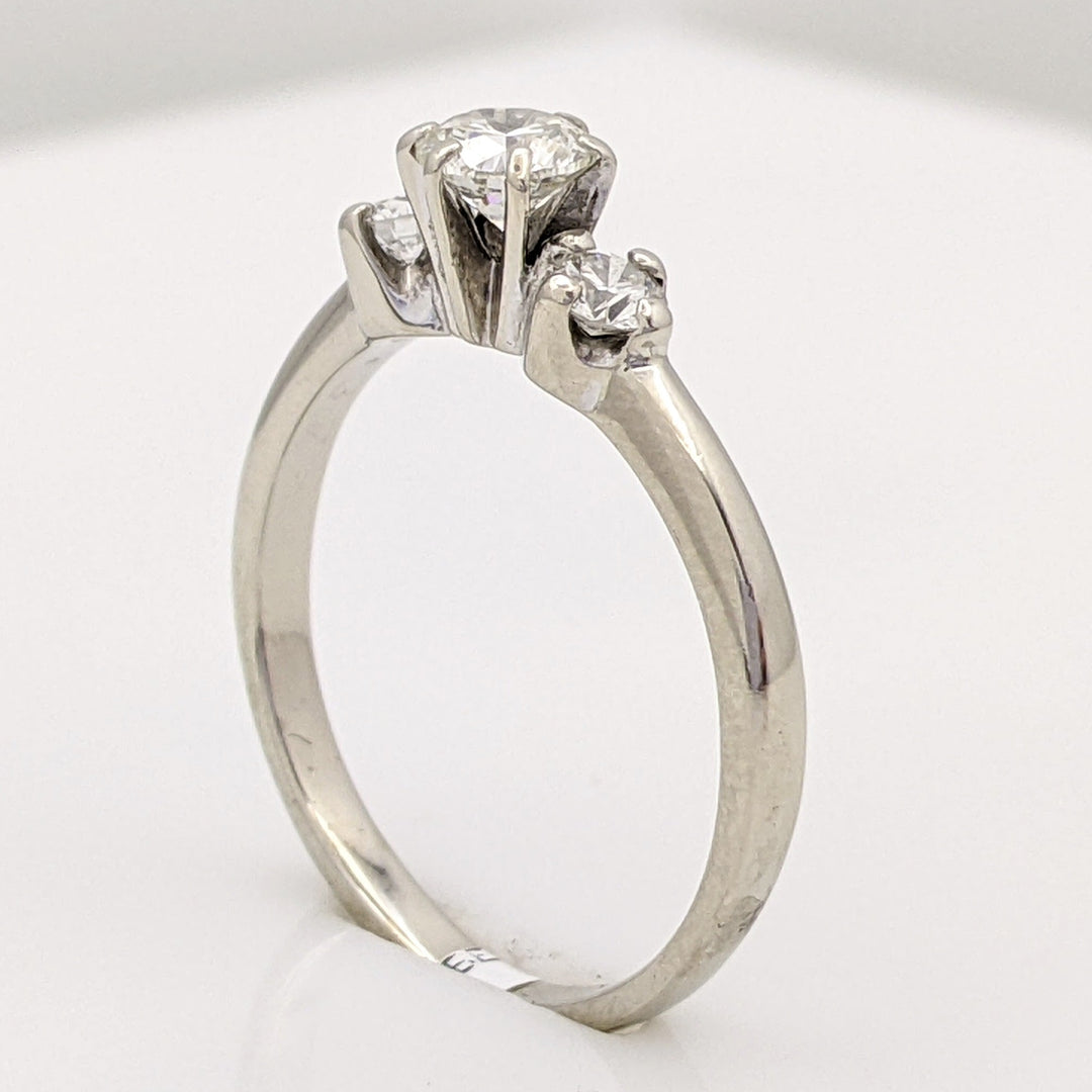 14K WHITE .57 CARAT TOTAL WEIGHT SI2 I DIAMOND ROUND (3) ESTATE TRINITY RING 2.5 GRAMS