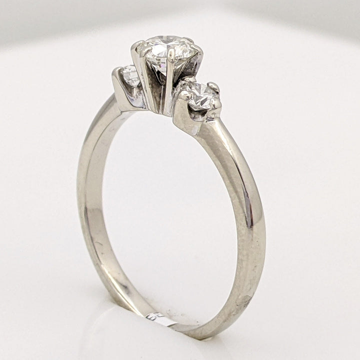 14K WHITE .57 CARAT TOTAL WEIGHT SI2 I DIAMOND ROUND (3) ESTATE TRINITY RING 2.5 GRAMS