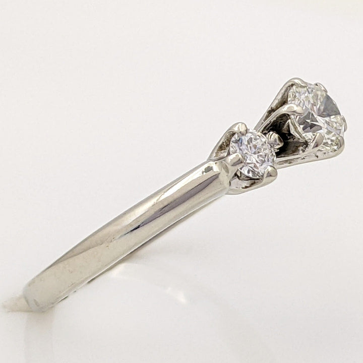 14K WHITE .57 CARAT TOTAL WEIGHT SI2 I DIAMOND ROUND (3) ESTATE TRINITY RING 2.5 GRAMS