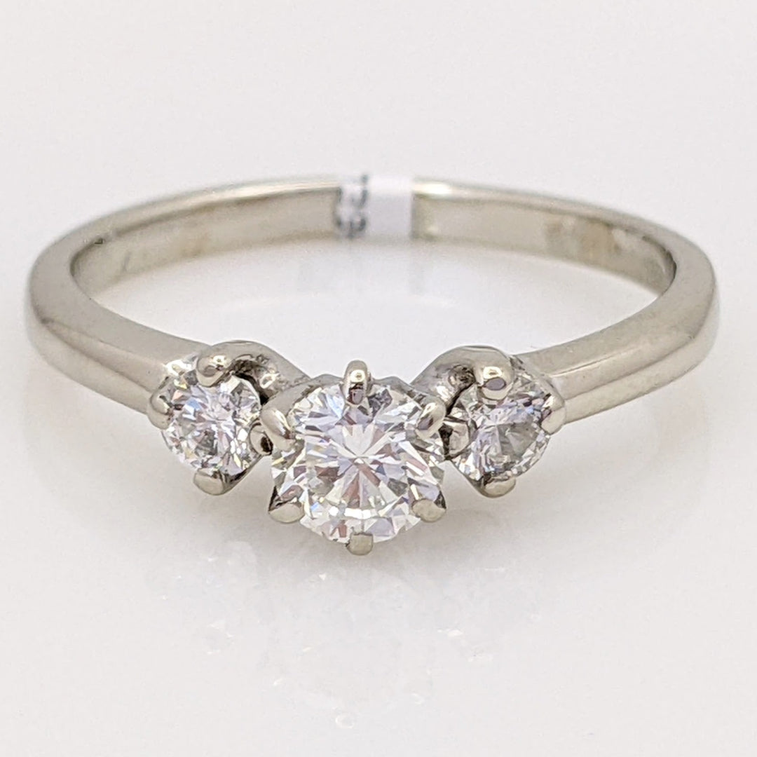 14K WHITE .57 CARAT TOTAL WEIGHT SI2 I DIAMOND ROUND (3) ESTATE TRINITY RING 2.5 GRAMS