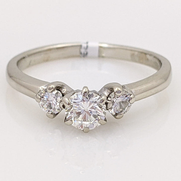 14K WHITE .57 CARAT TOTAL WEIGHT SI2 I DIAMOND ROUND (3) ESTATE TRINITY RING 2.5 GRAMS