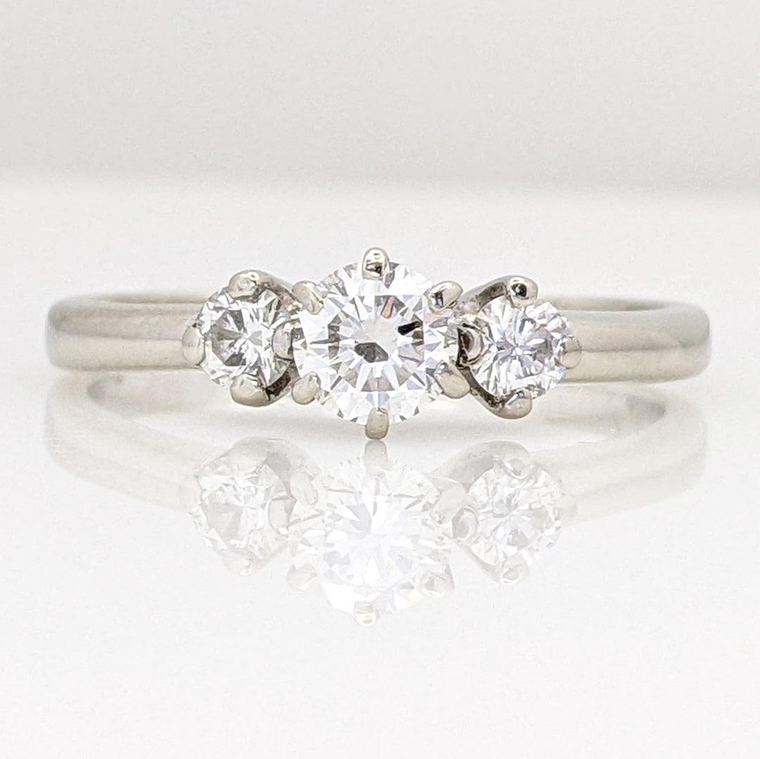 14K WHITE .57 CARAT TOTAL WEIGHT SI2 I DIAMOND ROUND (3) ESTATE TRINITY RING 2.5 GRAMS