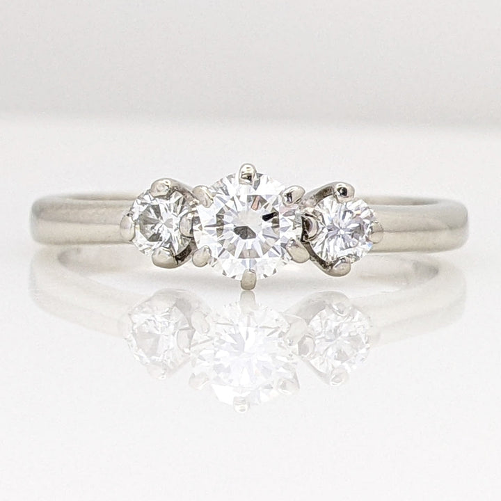 14K WHITE .57 CARAT TOTAL WEIGHT SI2 I DIAMOND ROUND (3) ESTATE TRINITY RING 2.5 GRAMS