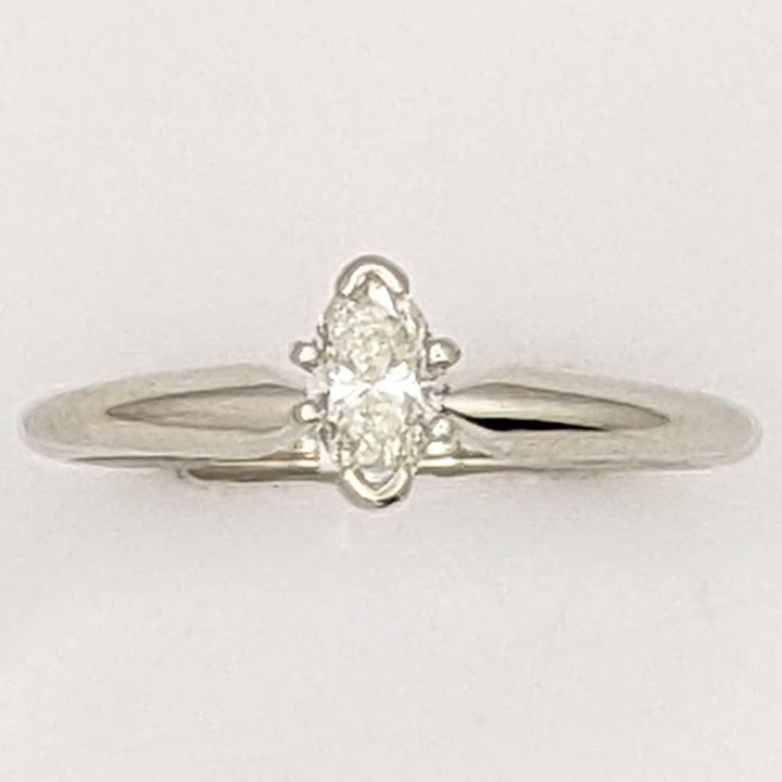 14K WHITE .22 CARAT TOTAL SI2 L DIAMOND MARQUISE ESTATE SOLITAIRE RING 1.7 GRAMS
