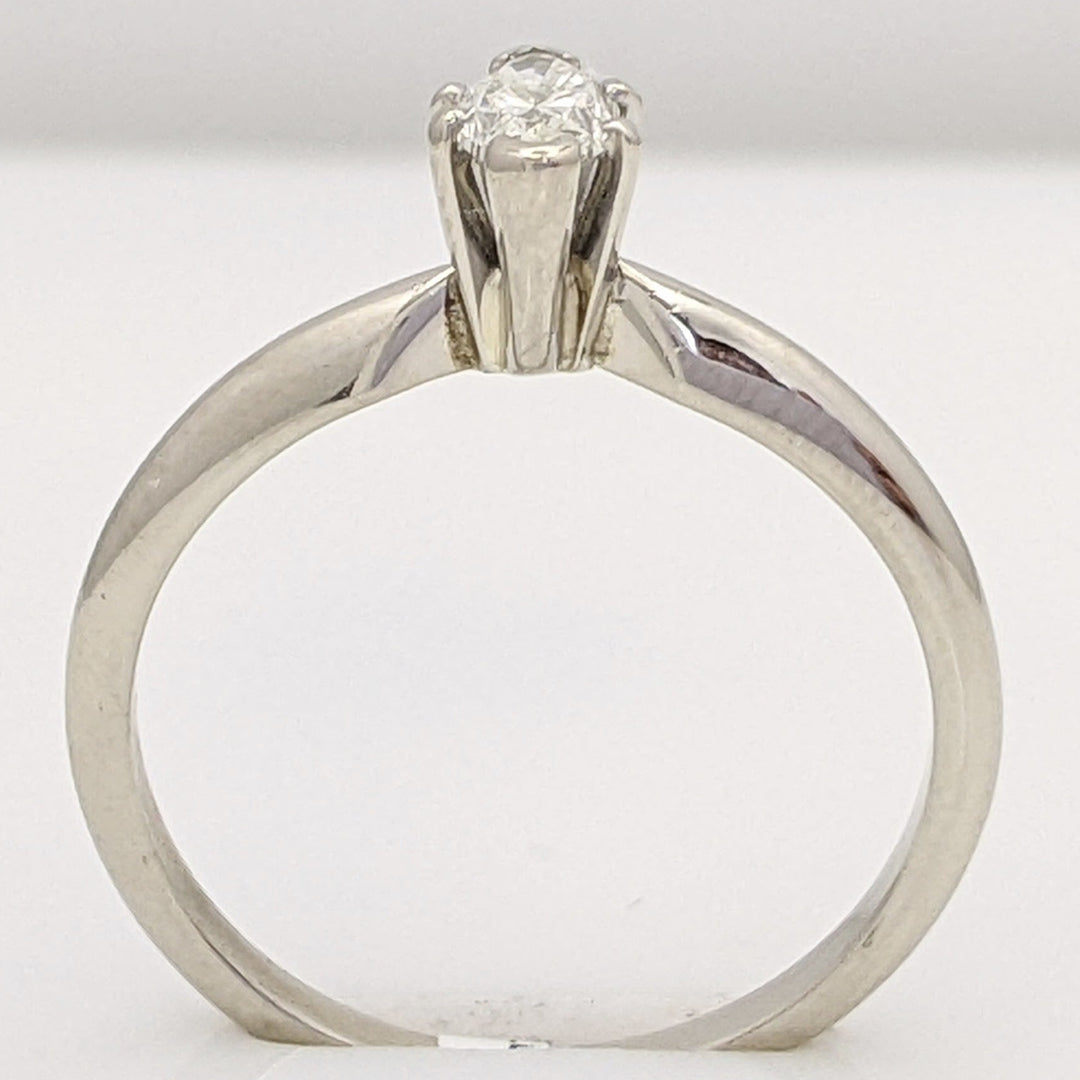 14K WHITE .22 CARAT TOTAL SI2 L DIAMOND MARQUISE ESTATE SOLITAIRE RING 1.7 GRAMS