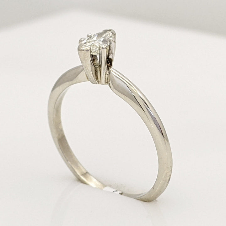 14K WHITE .22 CARAT TOTAL SI2 L DIAMOND MARQUISE ESTATE SOLITAIRE RING 1.7 GRAMS