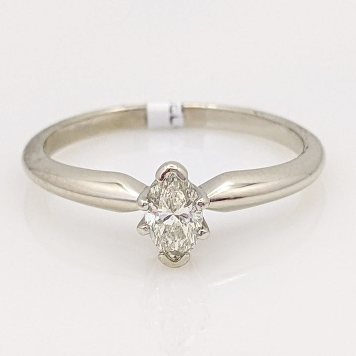 14K WHITE .22 CARAT TOTAL SI2 L DIAMOND MARQUISE ESTATE SOLITAIRE RING 1.7 GRAMS