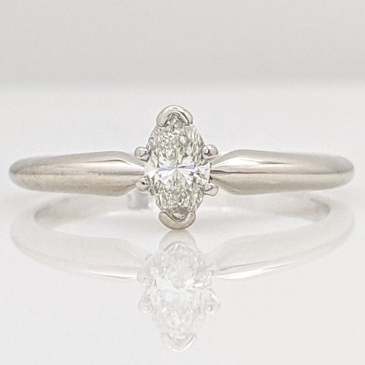 14K WHITE .22 CARAT TOTAL SI2 L DIAMOND MARQUISE ESTATE SOLITAIRE RING 1.7 GRAMS