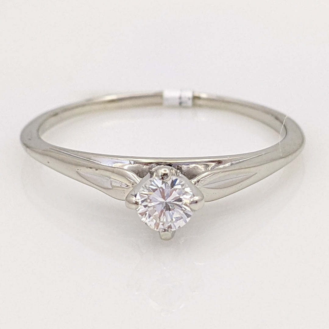 14K WHITE .24 CARAT TOTAL VS1 H DIAMOND ROUND ESTATE SOLITAIRE RING 2.0 GRAMS
