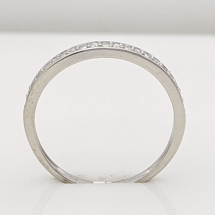 10K WHITE .10 CARAT TOTAL WEIGHT I2 H DIAMOND ROUND (10) ESTATE PRONG BAND 1.4 GRAMS