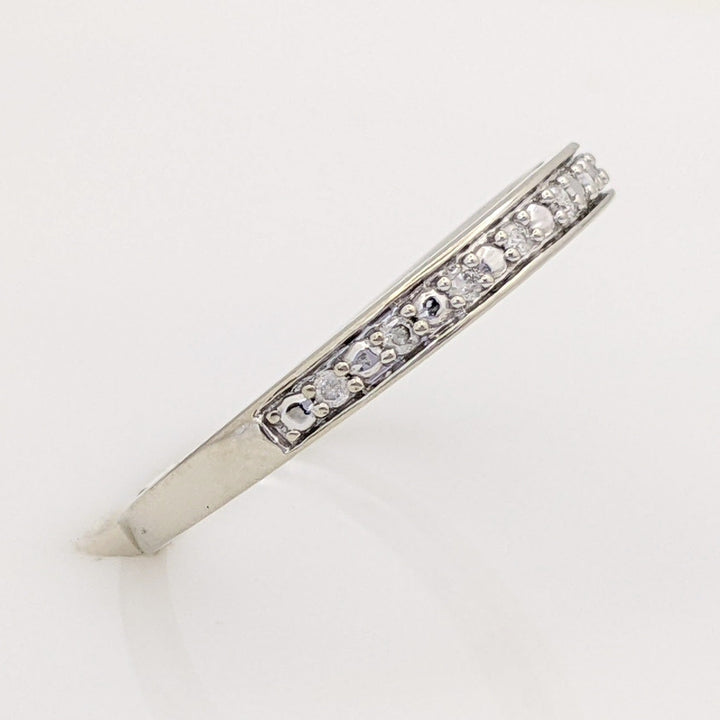 10K WHITE .10 CARAT TOTAL WEIGHT I2 H DIAMOND ROUND (10) ESTATE PRONG BAND 1.4 GRAMS