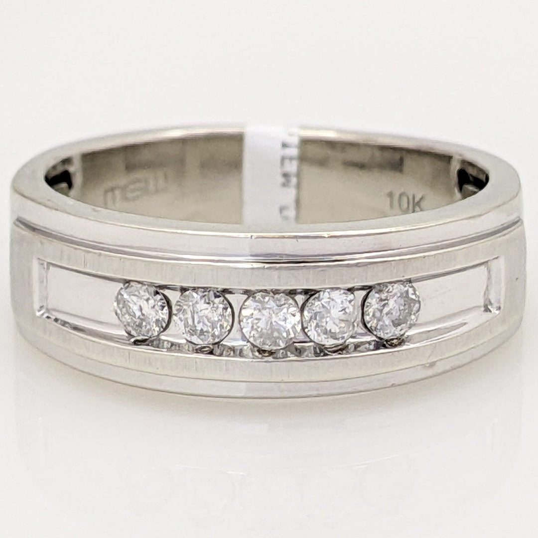 10K WHITE .25 CARAT TOTAL WEIGHT I1 H DIAMOND ROUND (5) ESTATE CHANNEL BAND 5.4 GRAMS