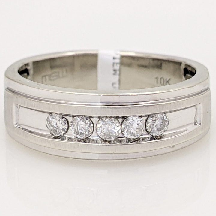 10K WHITE .25 CARAT TOTAL WEIGHT I1 H DIAMOND ROUND (5) ESTATE CHANNEL BAND 5.4 GRAMS