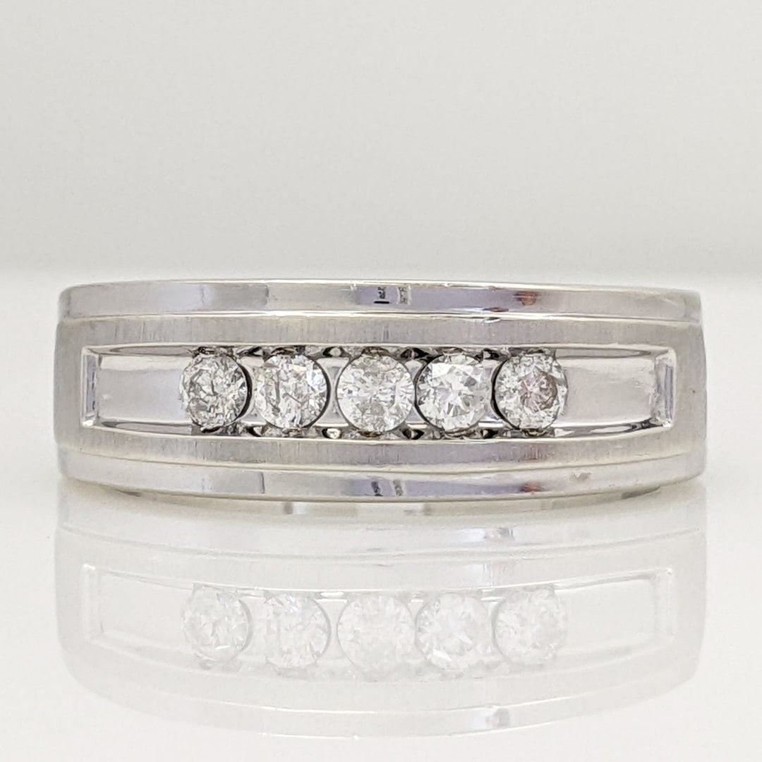 10K WHITE .25 CARAT TOTAL WEIGHT I1 H DIAMOND ROUND (5) ESTATE CHANNEL BAND 5.4 GRAMS