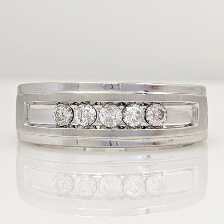 10K WHITE .25 CARAT TOTAL WEIGHT I1 H DIAMOND ROUND (5) ESTATE CHANNEL BAND 5.4 GRAMS