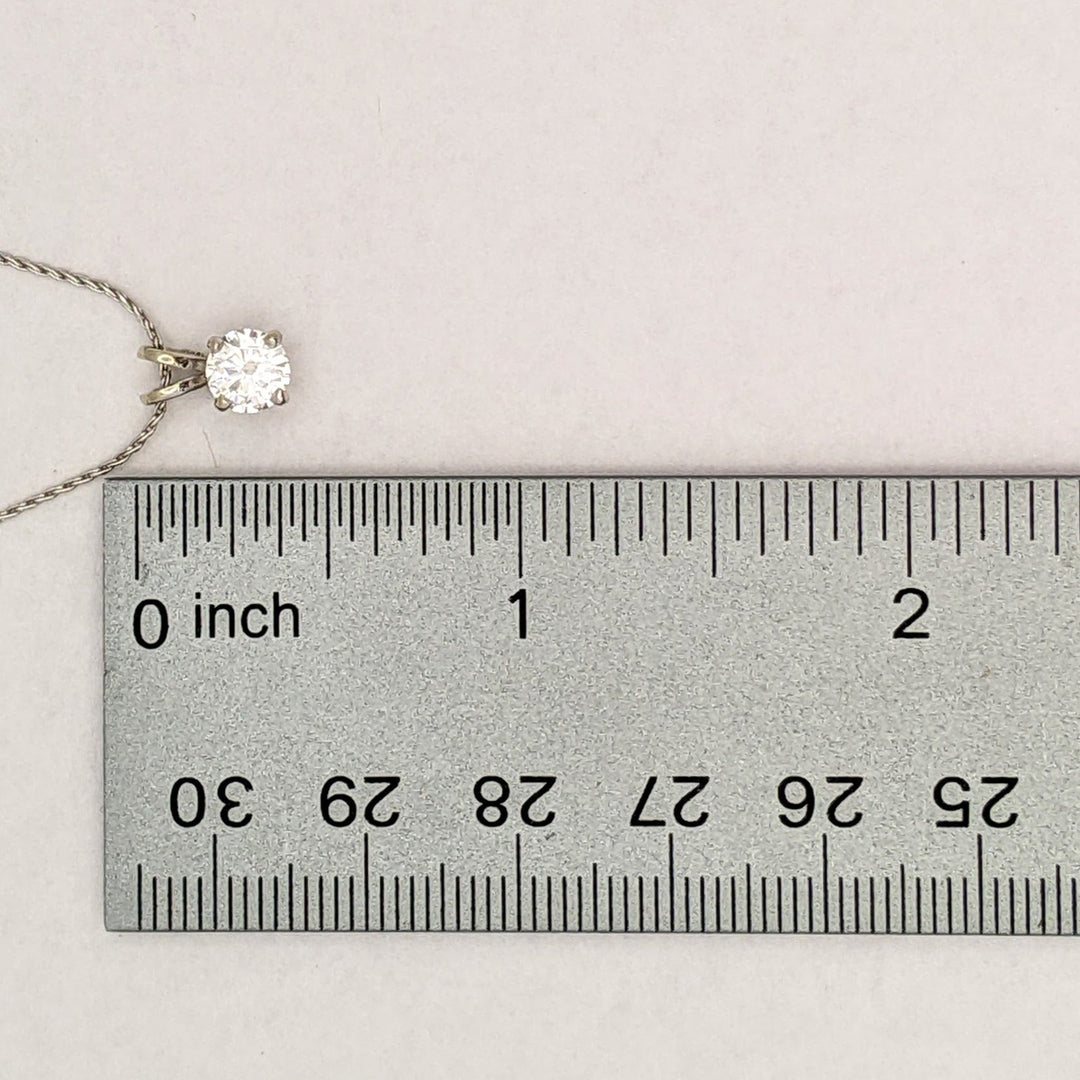 14K WHITE .66 CARAT TOTAL SI2 H DIAMOND ROUND ESTATE PENDANT & CHAIN 2.4 GRAMS