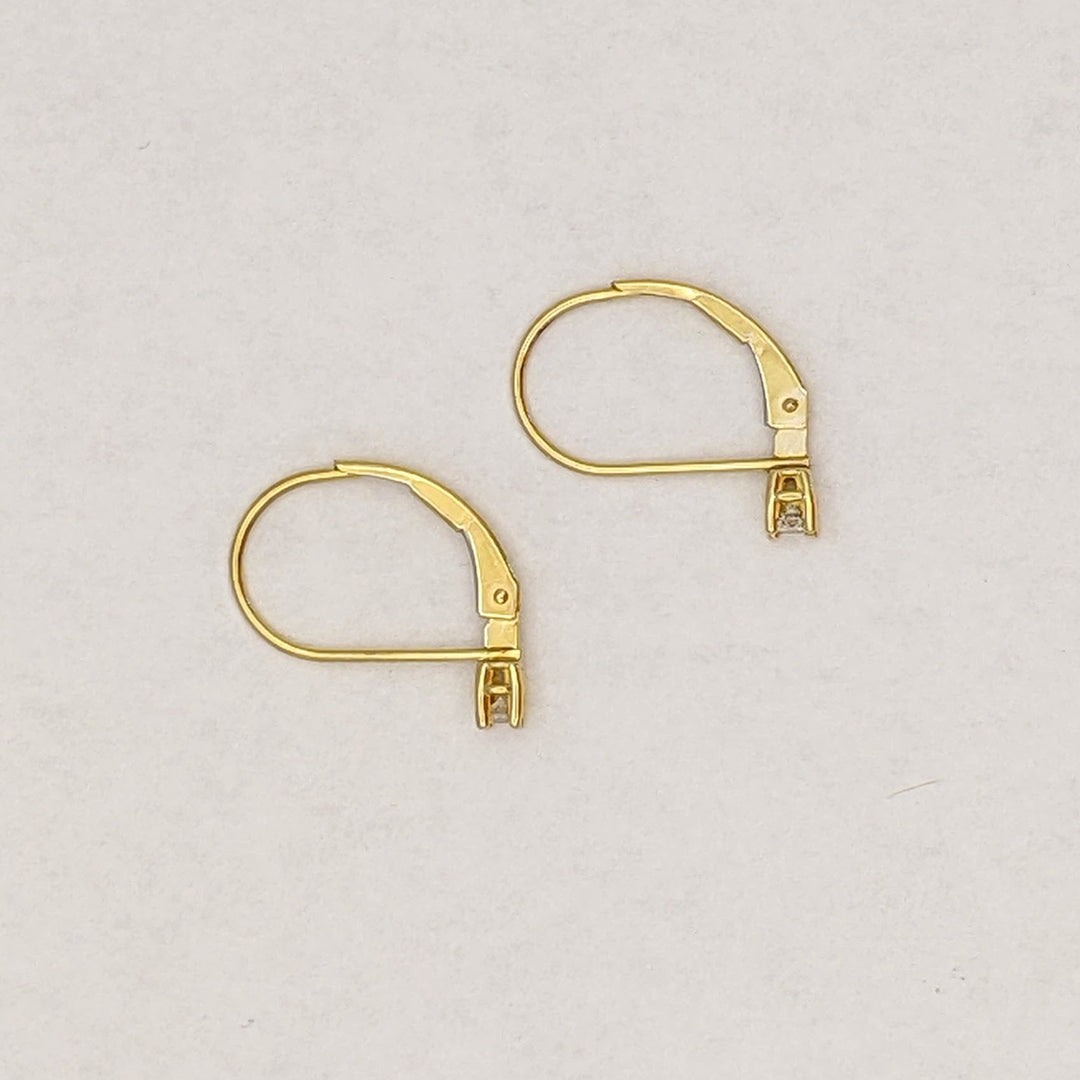 14K .06 CARAT TOTAL WEIGHT I2 I DIAMOND ROUND (2) ESTATE LEVERBACK EARRINGS 0.9 GRAMS