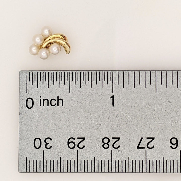 14K PEARL ROUND (10) 3.5MM CLUSTER ESTATE EARRINGS 2.1 GRAMS