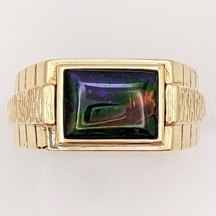 14K AMMOLITE EMERALD CUT 9X11 ESTATE RING 13.3 GRAMS