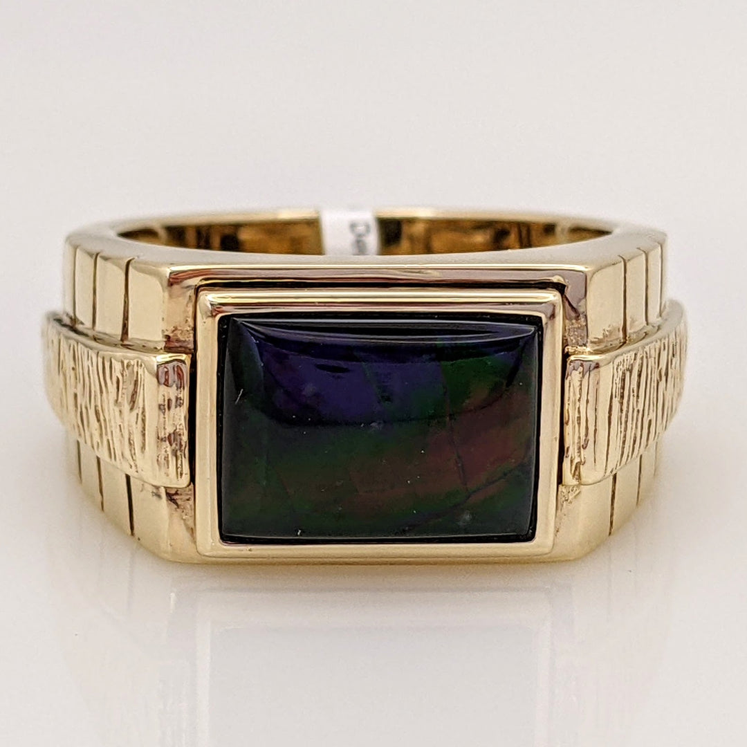 14K AMMOLITE EMERALD CUT 9X11 ESTATE RING 13.3 GRAMS
