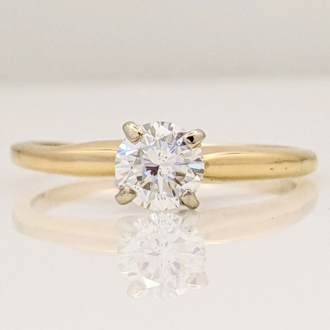 14K .48 CARAT TOTAL SI1 I DIAMOND ROUND ESTATE SOLITAIRE RING 1.9 GRAMS