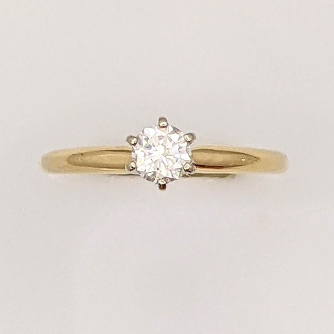 14K .35 CARAT TOTAL SI1 G DIAMOND ROUND ESTATE SOLITAIRE RING 1.7 GRAMS