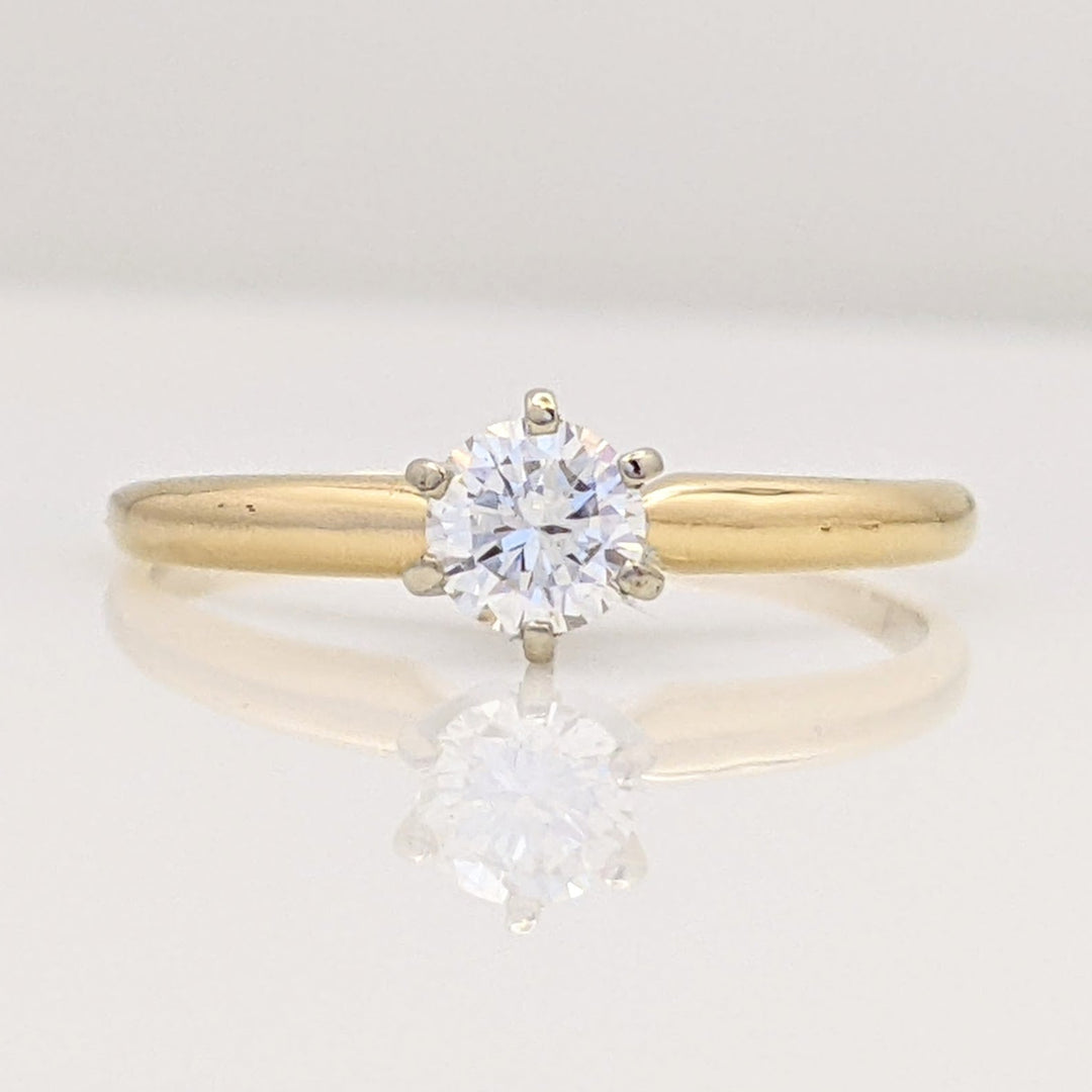14K .35 CARAT TOTAL SI1 G DIAMOND ROUND ESTATE SOLITAIRE RING 1.7 GRAMS