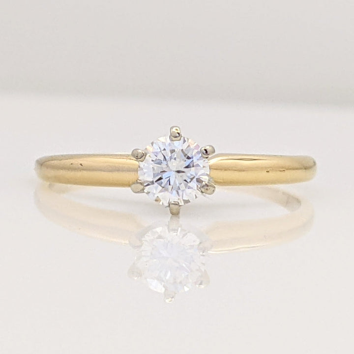 14K .35 CARAT TOTAL SI1 G DIAMOND ROUND ESTATE SOLITAIRE RING 1.7 GRAMS