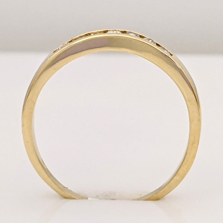 14K .14 CARAT TOTAL WEIGHT I1 I DIAMOND ROUND (7) CHANNEL CURVED ESTATE BAND 2.6 GRAMS