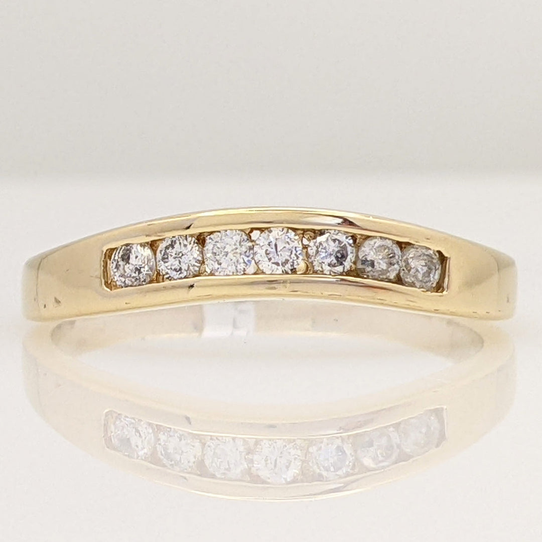 14K .14 CARAT TOTAL WEIGHT I1 I DIAMOND ROUND (7) CHANNEL CURVED ESTATE BAND 2.6 GRAMS