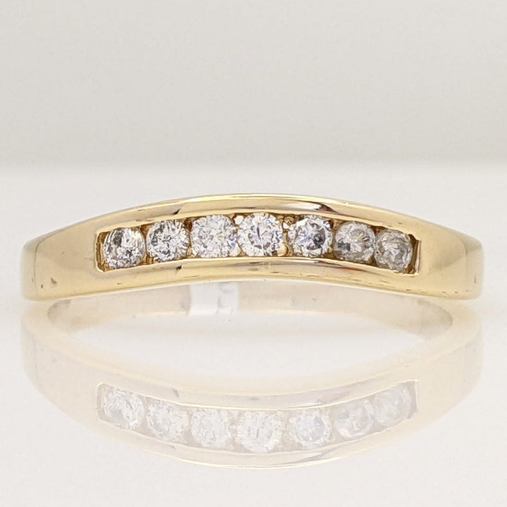 14K .14 CARAT TOTAL WEIGHT I1 I DIAMOND ROUND (7) CHANNEL CURVED ESTATE BAND 2.6 GRAMS
