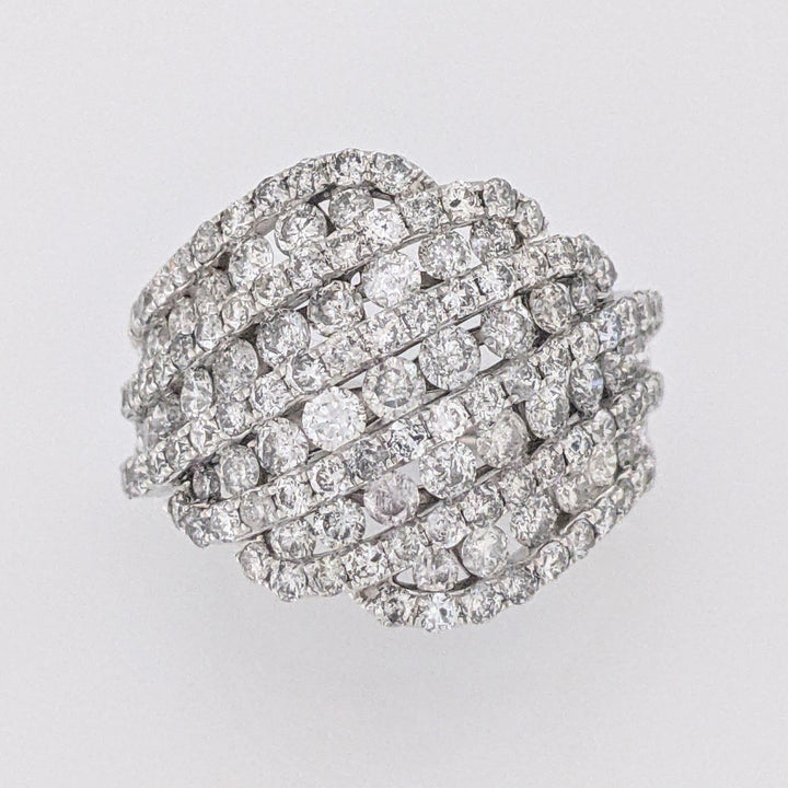 10K WHITE 2.73 CARAT TOTAL WEIGHT I1 H-I DIAMOND ROUND (129) MULTI-ROW ESTATE RING 6.8 GRAMS