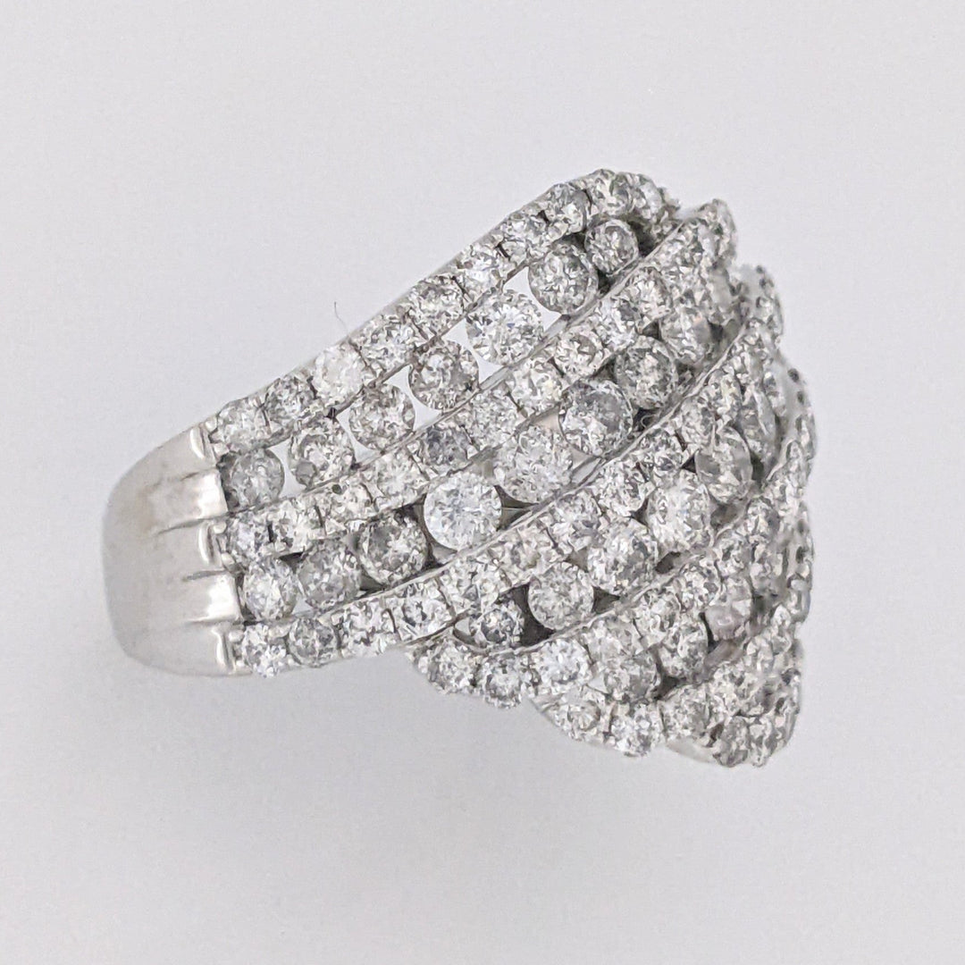 10K WHITE 2.73 CARAT TOTAL WEIGHT I1 H-I DIAMOND ROUND (129) MULTI-ROW ESTATE RING 6.8 GRAMS