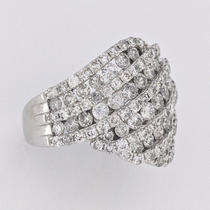 10K WHITE 2.73 CARAT TOTAL WEIGHT I1 H-I DIAMOND ROUND (129) MULTI-ROW ESTATE RING 6.8 GRAMS