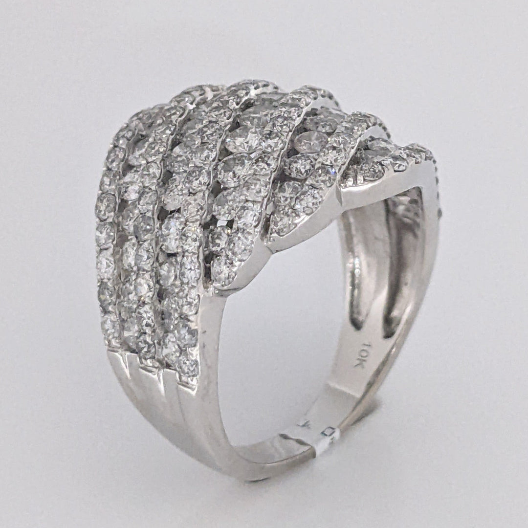 10K WHITE 2.73 CARAT TOTAL WEIGHT I1 H-I DIAMOND ROUND (129) MULTI-ROW ESTATE RING 6.8 GRAMS