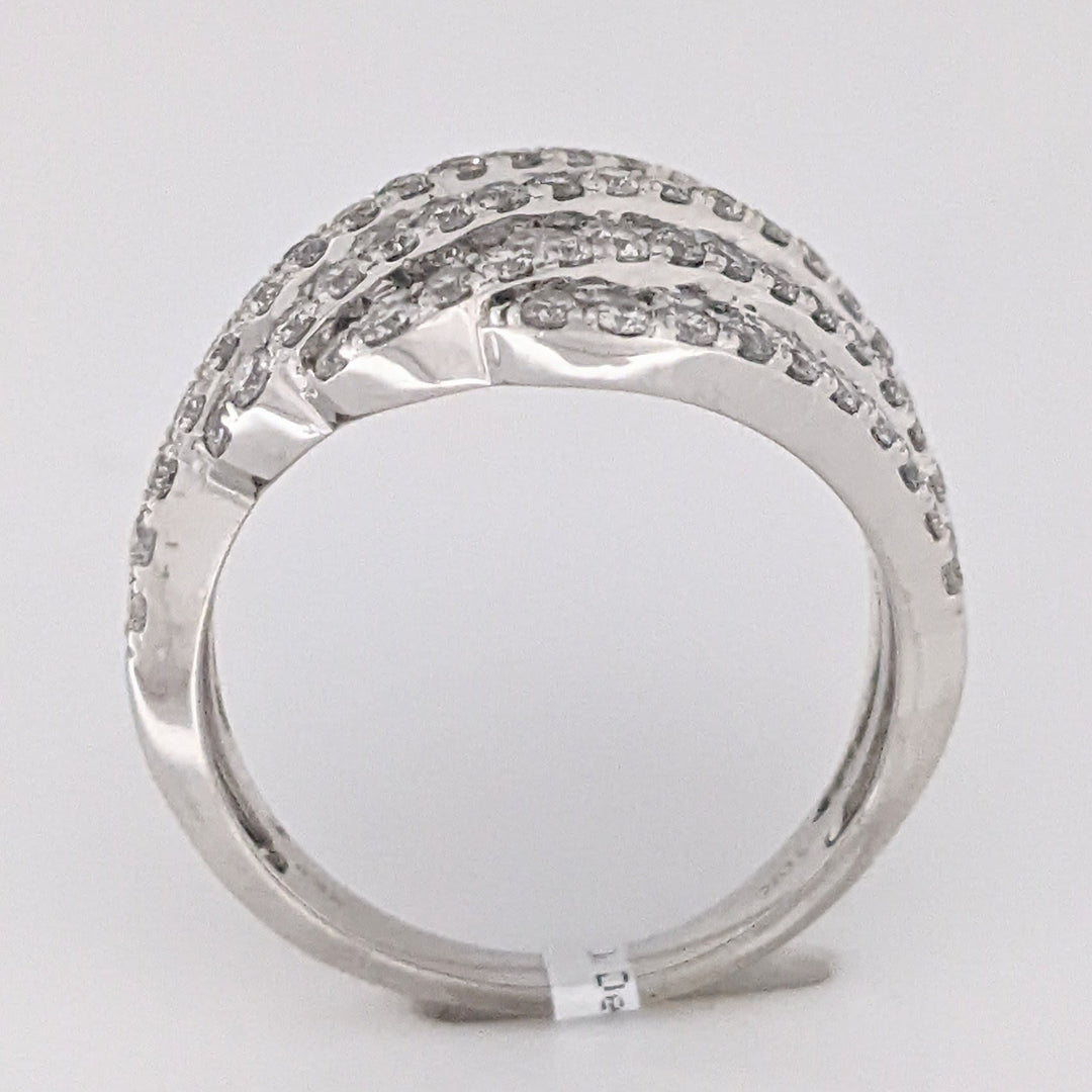 10K WHITE 2.73 CARAT TOTAL WEIGHT I1 H-I DIAMOND ROUND (129) MULTI-ROW ESTATE RING 6.8 GRAMS