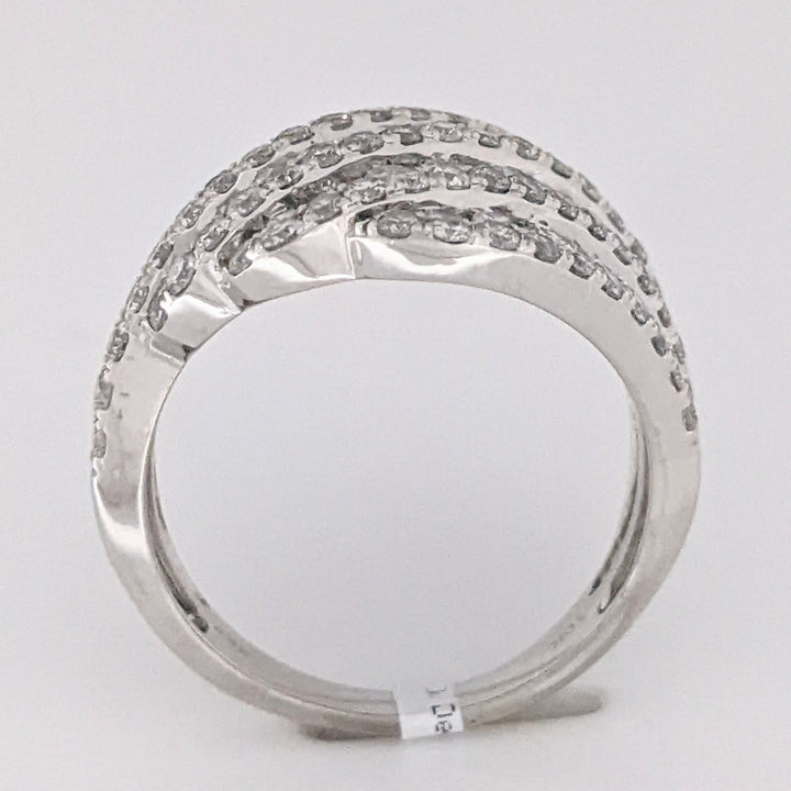 10K WHITE 2.73 CARAT TOTAL WEIGHT I1 H-I DIAMOND ROUND (129) MULTI-ROW ESTATE RING 6.8 GRAMS