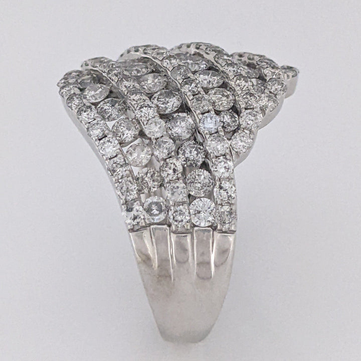 10K WHITE 2.73 CARAT TOTAL WEIGHT I1 H-I DIAMOND ROUND (129) MULTI-ROW ESTATE RING 6.8 GRAMS