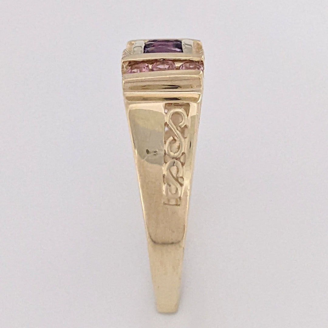 10K AMETHYST OVAL (3) WITH PINK TOURMALINE ROUND (6) ESTATE RING 3.0 GRAMS