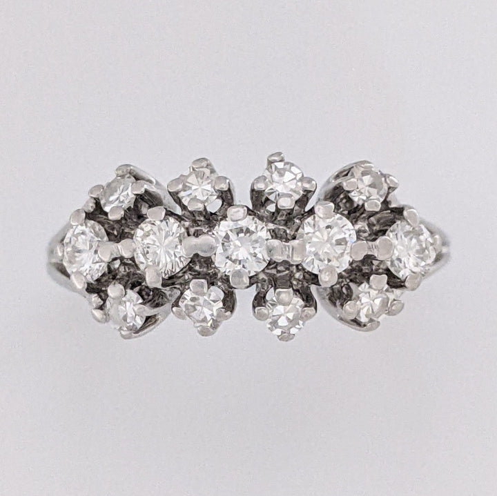 14K WHITE .46 CARAT TOTAL WEIGHT VS1 H DIAMOND ROUND (13) CLUSTER ESTATE RING 2.7 GRAMS