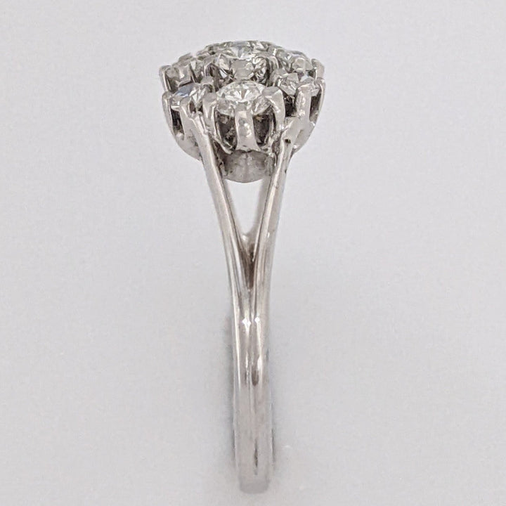 14K WHITE .46 CARAT TOTAL WEIGHT VS1 H DIAMOND ROUND (13) CLUSTER ESTATE RING 2.7 GRAMS