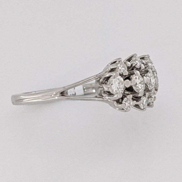 14K WHITE .46 CARAT TOTAL WEIGHT VS1 H DIAMOND ROUND (13) CLUSTER ESTATE RING 2.7 GRAMS