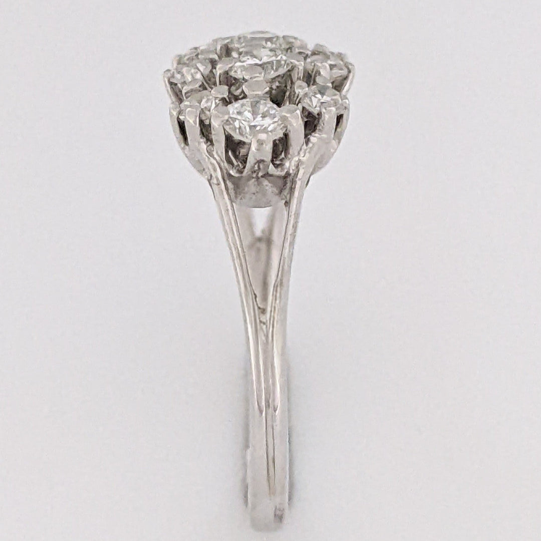 14K WHITE .46 CARAT TOTAL WEIGHT VS1 H DIAMOND ROUND (13) CLUSTER ESTATE RING 2.7 GRAMS