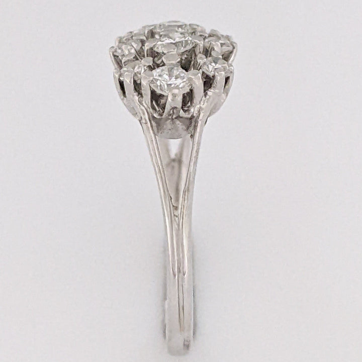 14K WHITE .46 CARAT TOTAL WEIGHT VS1 H DIAMOND ROUND (13) CLUSTER ESTATE RING 2.7 GRAMS