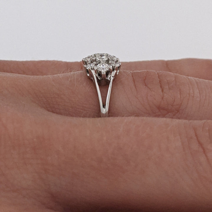 14K WHITE .46 CARAT TOTAL WEIGHT VS1 H DIAMOND ROUND (13) CLUSTER ESTATE RING 2.7 GRAMS