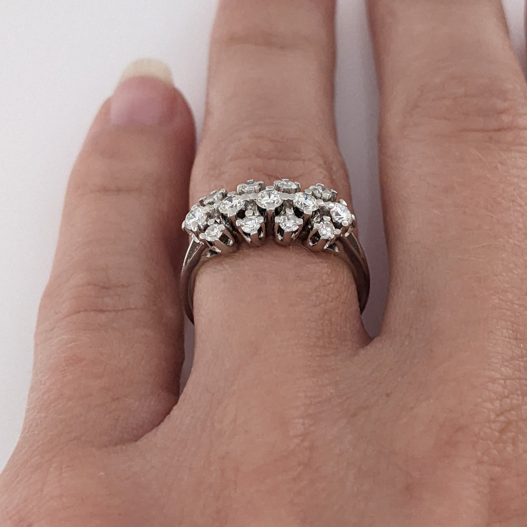 14K WHITE .46 CARAT TOTAL WEIGHT VS1 H DIAMOND ROUND (13) CLUSTER ESTATE RING 2.7 GRAMS