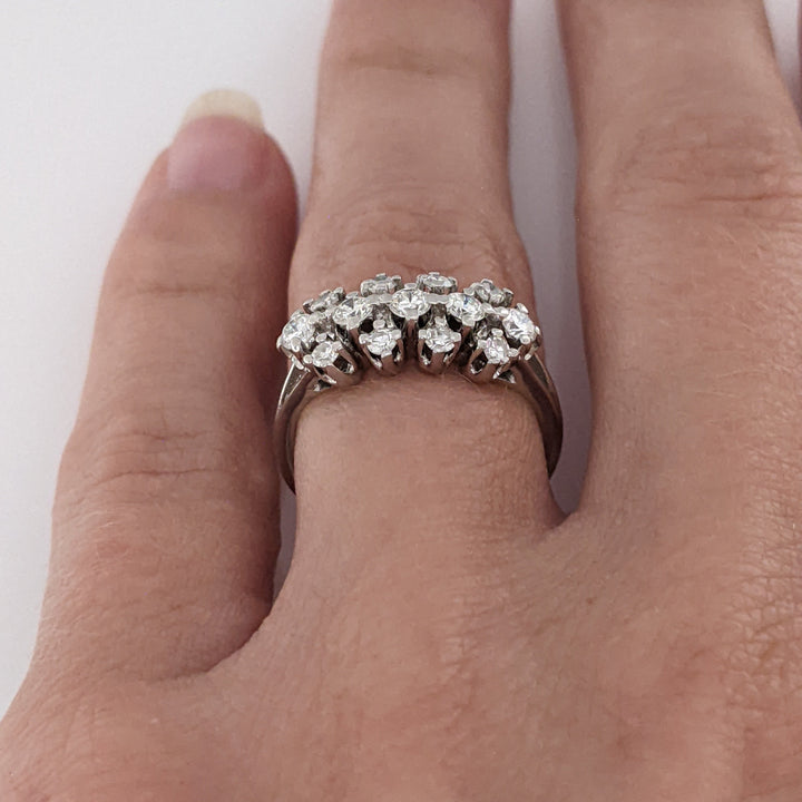 14K WHITE .46 CARAT TOTAL WEIGHT VS1 H DIAMOND ROUND (13) CLUSTER ESTATE RING 2.7 GRAMS